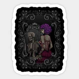 Skeleton mirror image of gothic lady - inside dead - Gothic Sticker